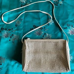 Vtg Whiting & Davis Ivory mesh metal evening bag purse ~